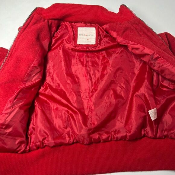 WOMENS JUNIORS SOUND & MATTER BASIC WOOL BLEND JACKET RED W/ BUTTONS SIZE XS - Picture 14 of 15